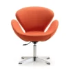 Manhattan Comfort Raspberry Adjustable Swivel Chair in Orange and Polished Chrome