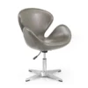 Manhattan Comfort Raspberry Faux Leather Adjustable Swivel Chair in Pebble and Polished Chrome
