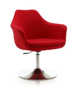 Manhattan Comfort Kinsey Adjustable Height Swivel Accent Chair in Red and Polished Chrome