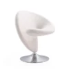 Manhattan Comfort Curl Swivel Accent Chair in Cream and Polished Chrome