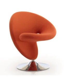 Manhattan Comfort Curl Swivel Accent Chair in Orange and Polished Chrome