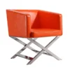 Manhattan Comfort Hollywood Lounge Accent Chair in Orange and Polished Chrome