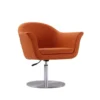 Manhattan Comfort Voyager Swivel Adjustable Accent Chair in Orange and Brushed Metal