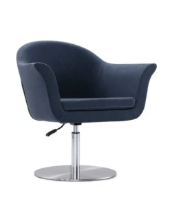 Manhattan Comfort Voyager Swivel Adjustable Accent Chair in Smokey Blue and Brushed Metal