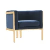 Manhattan Comfort Paramount Accent Armchair in Royal Blue and Polished Brass