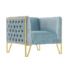 Manhattan Comfort Vector Accent Chair in Ocean Blue and Gold
