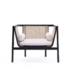 Manhattan Comfort Versailles Accent Chair in Black, Natural Cane and Cream