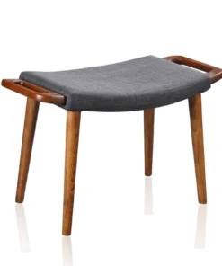 Manhattan Comfort Geta Ottoman in Charcoal and Antique Walnut