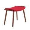 Manhattan Comfort Geta Ottoman in Red and Antique Walnut