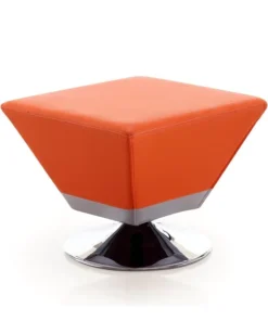 Manhattan Comfort Diamond Swivel Ottoman in Orange and Polished Chrome