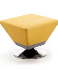 Manhattan Comfort Diamond Swivel Ottoman in Yellow and Polished Chrome