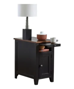 Dakota Table, 24" W, 16" L, 24" H, solid lumber and veneers Top, Black