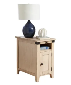 Dakota Table, 24" W, 16" L, 24" H, solid lumber and veneers Top, Khaki