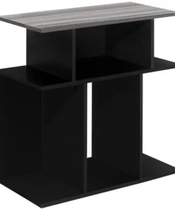 Monarch Specialties Accent Table - 24"H / Black / Grey Top