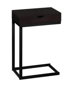 Monarch Specialties Accent Table - Espresso / Black Metal With A Drawer