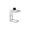 Monarch Specialties Accent Table - Chrome Metal / Glossy White With A Drawer
