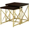 Monarch Specialties Dining Set - 5Pcs Set / Espresso Marble / Bronze Metal