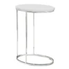 Monarch Specialties Accent Table - Oval / Glossy White With Chrome Metal