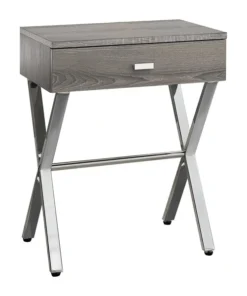 Monarch Specialties Accent Table - 24"H / Dark Taupe / Chrome Metal