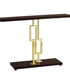 Monarch Specialties Accent Table - 48"L / Espresso / Gold Metal