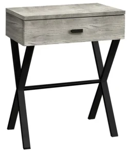 Monarch Specialties Accent Table - 24"H / Grey Reclaimed Wood / Black Metal