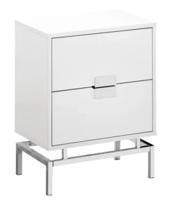 Monarch Specialties Accent Table - 24"H / Glossy White / Chrome Metal