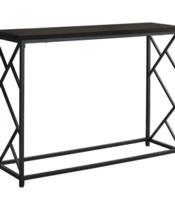 Monarch Specialties Accent Table - 44"L / Espresso / Black Metal Hall Console