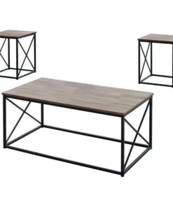 Monarch Specialties Dining Table - 36"X 60" / Dark Taupe / Black Metal