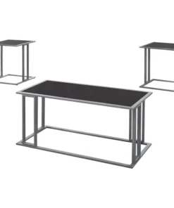 Monarch Specialties Dining Table - 36"X 60" / Grey / Chrome Metal