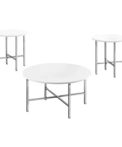 Monarch Specialties Dining Table - 36"X 60" / White Glossy / Chrome Metal