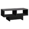 Monarch Specialties COFFEE TABLE - BLACK / GREY TOP WITH STORAGE