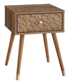 Monarch Specialties ACCENT TABLE - 20"H / WALNUT MID-CENTURY WITH A DRAWER