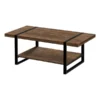 Monarch Specialties COFFEE TABLE - BROWN RECLAIMED WOOD-LOOK / BLACK METAL