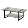 Monarch Specialties COFFEE TABLE - GREY RECLAIMED WOOD-LOOK / BLACK METAL