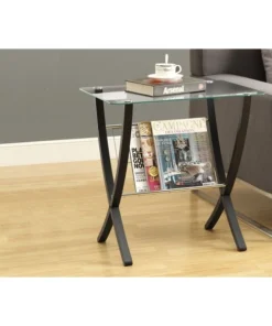 Monarch Specialties Accent Table - Espresso Bentwood With Tempered Glass