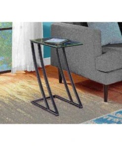 Monarch Specialties Accent Table - Black Metal With Tempered Glass