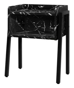Monarch Specialties ACCENT TABLE - 23"H / BLACK MARBLE / BLACK METAL