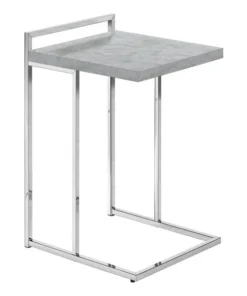 Monarch Specialties ACCENT TABLE - 25"H / GREY CEMENT / CHROME METAL