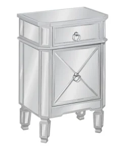 Monarch Specialties ACCENT TABLE - 28"H / MIRROR / SILVER WITH STORAGE