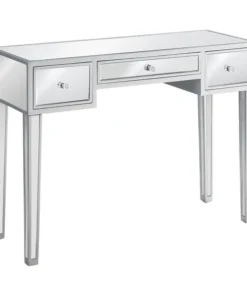 Monarch Specialties ACCENT TABLE - 42"L / MIRROR / SILVER WITH STORAGE