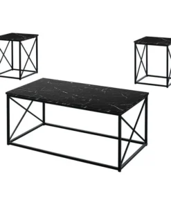 Monarch Specialties 42.25 W, 18.25 H, Particle Board, Metal Top, Black