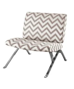 Monarch Specialties Accent Chair - Dark Taupe " Chevron " With Chrome Metal
