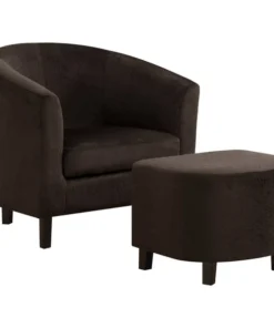 Monarch Specialties Accent Chair with Ottoman Set / Dark Brown Floral Velvet