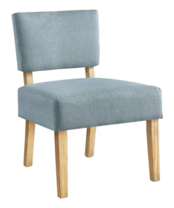 Monarch Specialties Accent Chair, Light Blue Fabric, Natural Wood Legs