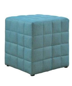 Monarch Specialties Ottoman, Light Blue Linen-Look Fabric