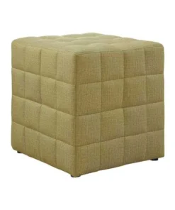 Monarch Specialties Ottoman - Light Gold Linen-Look Fabric