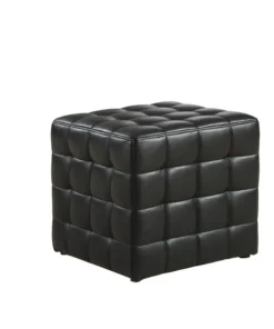 Monarch Specialties Ottoman, Black Leather-Look Fabric