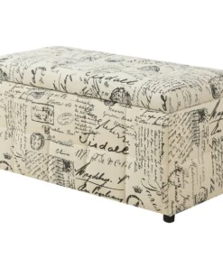 Monarch Specialties Ottoman, 38"L, Storage, Vintage French Fabric