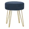 Monarch Specialties OTTOMAN - BLUE FABRIC / GOLD METAL LEGS