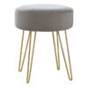 Monarch Specialties OTTOMAN - GREY FABRIC / GOLD METAL LEGS